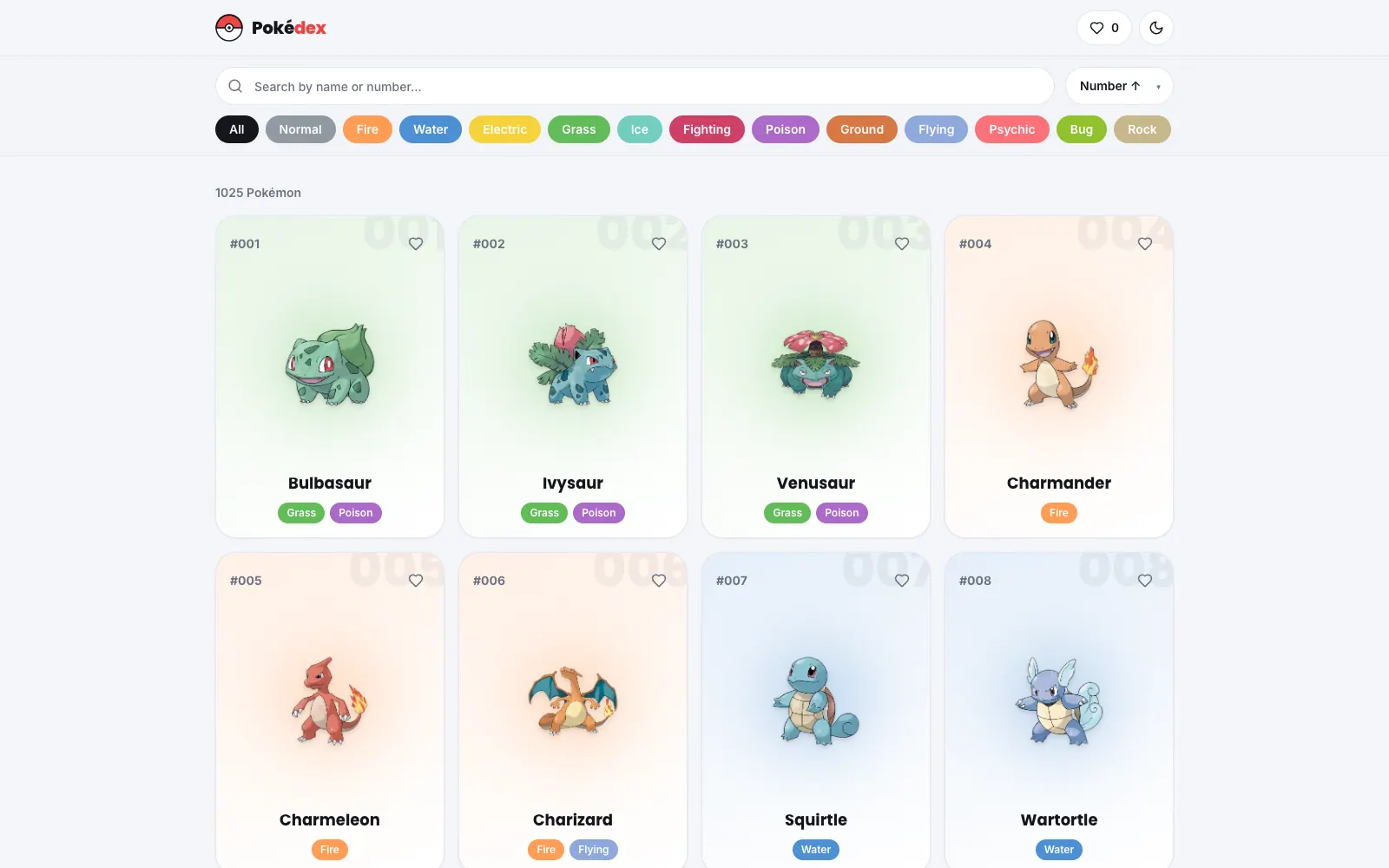 Screenshot of the Pokédex app